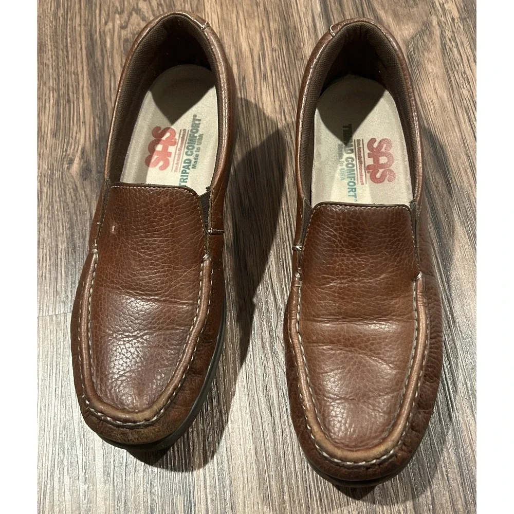 SAS Soft Step Shoes Womens Brown 9S Leather Tripad Comfort Made in USA Slip On